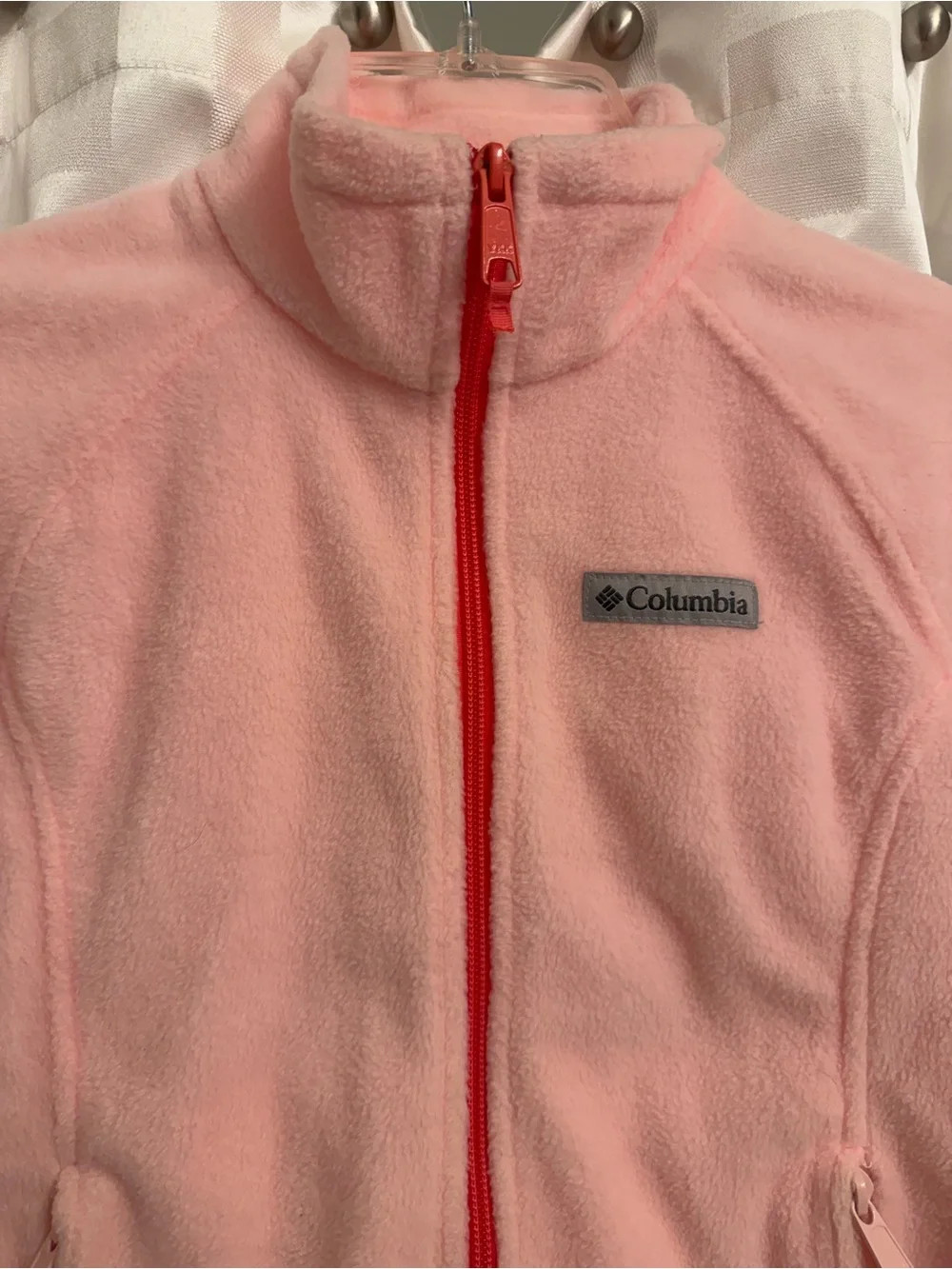 Columbia girls light pink fleece zip front jacket size small 7/8